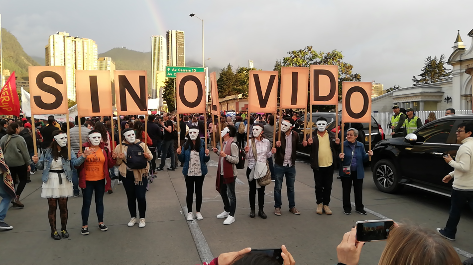 Marcha del 26 de Julio, en protesta por el asesinato sistemático a Líderxs sociales, defensorxs de DDHH y excombatientes. Bogotá, 2019